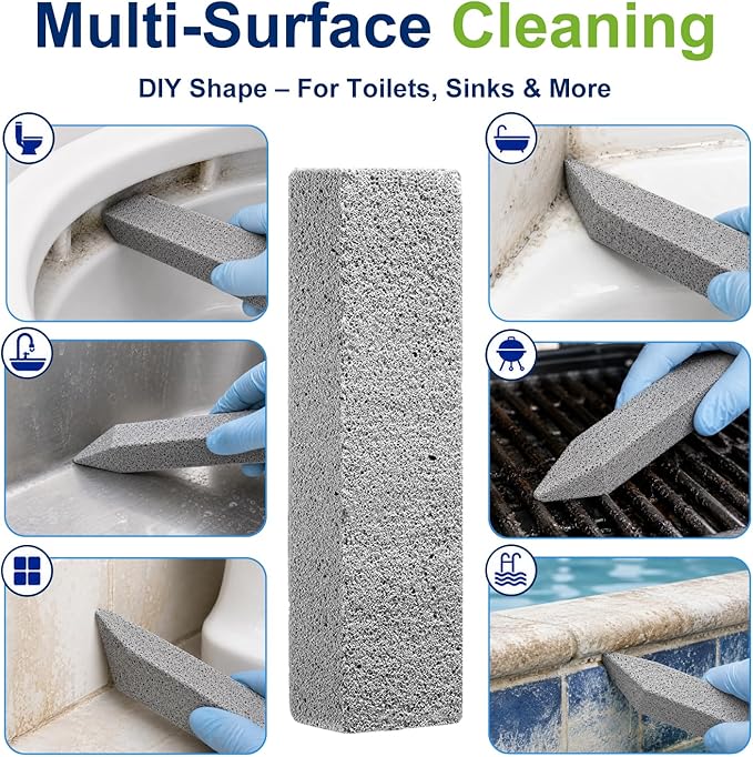 8 Pack Pumice Stone Toilet Bowl Sticks, Pumice Scouring Bars for Hard Water Rings and Mineral Buildup, Household Cleaning Stones for Toilets, Bathtubs, Sinks, Grill and Pool Tile