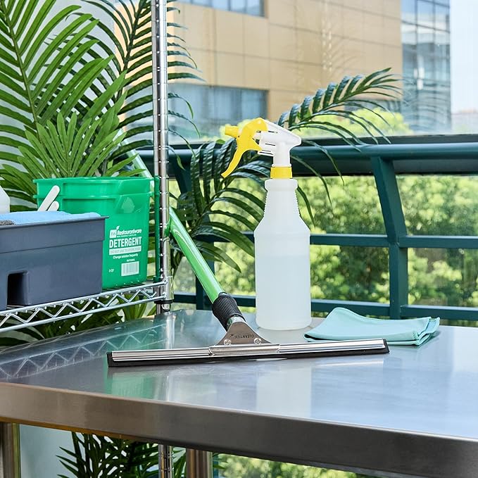 Restaurantware-Clean Tek Professional 13.78 Inch Window Squeegee, 1 Cleaning Squeegee with Rubber Blade - No-Slip Handle, Clean Mirror Or Car Windshield, Stainless Steel Wiper for Glass Door
