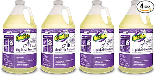 OdoBan Professional Series Ready-to-Use Air Lavender Liquid Air Freshener, Made in the USA, Lavender Scent, 4-Pack, 1 Gallon Each