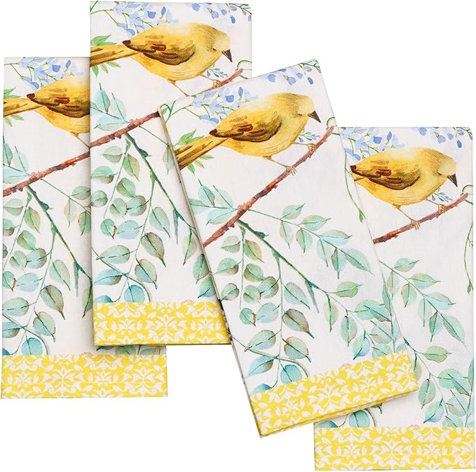 Maison d' Hermine 100% Cotton Cloth Napkins Set of 4 Everyday Reusable Square Napkins Cloth Washable Dinner Party Wedding Restaurant Hotel Kitchen Spring Summer (Sitelle, 18" x 18")