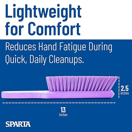 SPARTA 8 Inch Soft Counter Brush with Polyester Bristles and 5 Inch Handle, Color Coded Handheld Broom for Tables Countertops and Foodservice Surfaces, 13 Inch Overall Length, Purple, Pack of 6