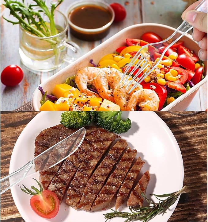 1000 Count Plastic Silverware Heavy Duty 500 Forks 500 Spoons | Shatterproof BPA-Free Disposable Cutlery Heat Resistant Disposable Plastic Utensils for Catering & Events, Party Supplies