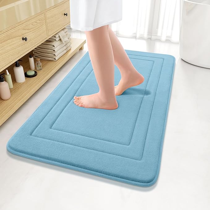 Arotive Memory Foam Bathroom Rug Mat 36x24, Ultra Soft and Absorbent Bath Mat, Machine Wash Dry, Comfortable Bath Rug Carpet for Bathroom Floor, Tub and Shower, Blue