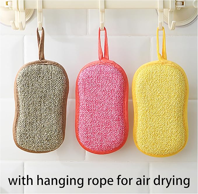 5 Pack Dish Sponges, Microfiber Scrub Sponges for Kitchen,Heavy Duty Non-Scratch Dish Washing Scouring Pads, Soft Dish Scrubbers Scrubbing Pads Cloth for Fast Cleaning Pots Pans Dishes (Random Color)