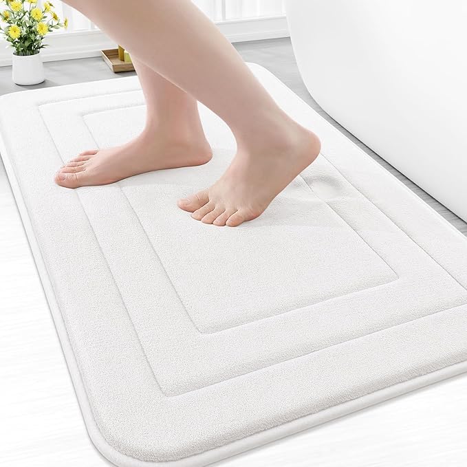 Arotive Memory Foam Bathroom Rug Mat 30x20, Ultra Soft and Absorbent Bath Mat, Machine Wash Dry, Comfortable Bath Rug Carpet for Bathroom Floor, Tub and Shower, Ivory