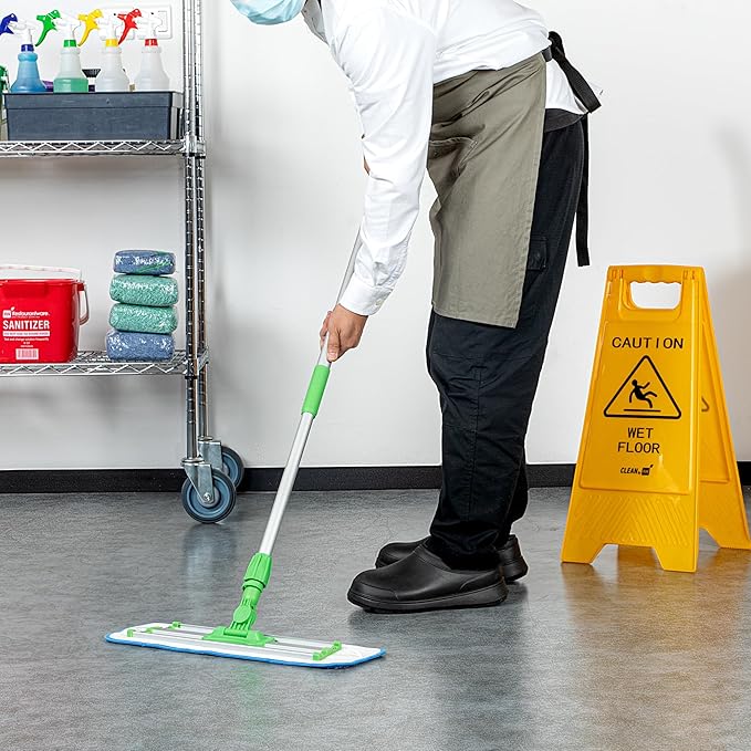 Restaurantware-HANDLE ONLY: Clean Tek Professional 60 Mop Handle, 1 Telescopic Mop Stick - Frame And Pads Sold Separately, Extends Up To 60 Inches, Green Aluminum Adjustable