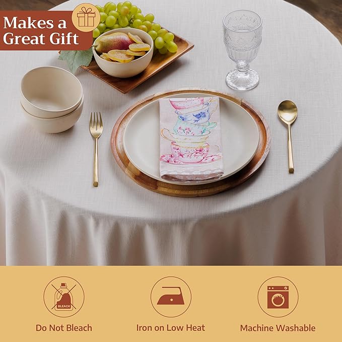 Maison d' Hermine 100% Cotton Cloth Napkins Set of 4 Everyday Reusable Square Napkins Cloth Washable Dinner Party Wedding Restaurant Hotel Kitchen Spring Summer (High Tea, 18" x 18")