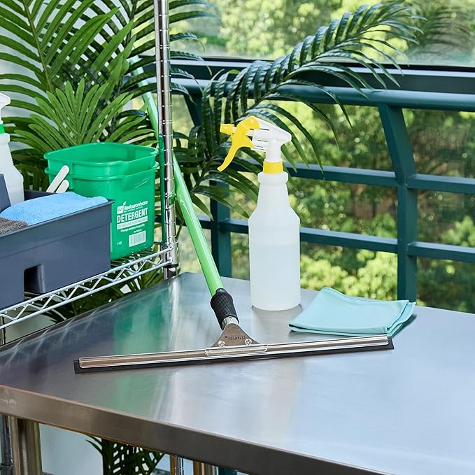 Restaurantware-Clean Tek Professional 17.72 Inch Window Squeegee, 1 Cleaning Squeegee with Rubber Blade - No-Slip Handle, Clean Mirror Or Car Windshield, Stainless Steel Wiper for Glass Door