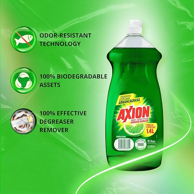 Axion Dish Soap, Dishwashing Liquid Dish Soap, Dish Detergent liquid, 1.1 L (Lemon)