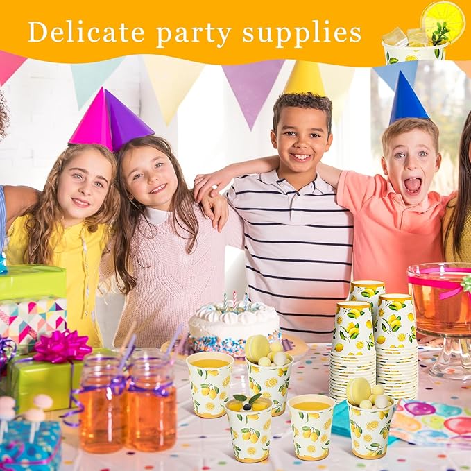 Umigy 100 Pcs Lemonade Paper Cups Disposable Lemonade Stand Cups Bathroom Mouthwash Drinking Disposable Cups for Summer Party Picnics Barbecues Traveling Hot Cold Beverage Water Juice (8 oz)