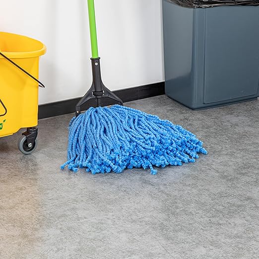 Restaurantware-MOP HEAD ONLY: Clean Tek Professional 24 Ounce Wet Mop Head, 1 Cut End Refill - Handle Sold Separately, 1.25 Inch Headband, Microfiber Blue Replacement, Reusable