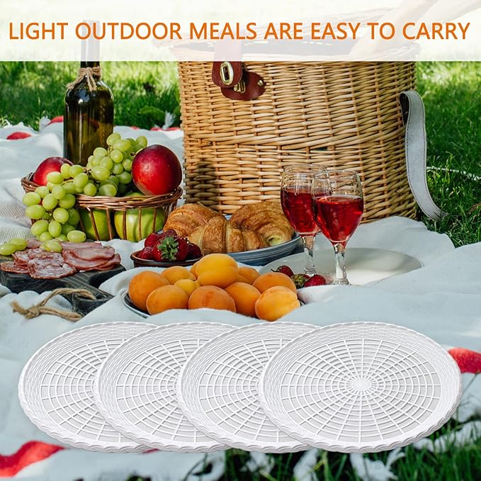 EBIGIC Paper Plate Holders, 8 Packs 10 Inch paper plate holders reusable Plastic Heavy Duty supports for Picnic Party Dinner White