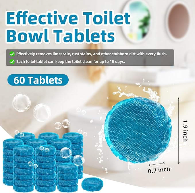 G · PEH Automatic Toilet Bowl Cleaners Tablets 108 Pack, Long Lasting Toilet Cleaner Tablets Blue Toilet Tank Cleaner Tablets for Deodorizing & Descaling for Bathroom