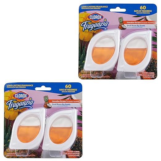 Clorox Fraganzia Small Rooms Air Freshener, Island Escape - Peel & Place, No-Plug, Battery-Free for Closets, Laundry Room, Entry Way, Bathroom, Locker, 0.25 Fl Oz Each, 2 Count - 2 Pack