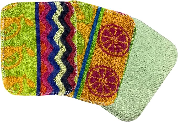 Scrub & Wipe 2-in-1 - The Original European Scrubby + Microfiber. Non-Scratching Scouring Cleaning Pad with Heavy-Duty Reusable Household Cleaning Cloth, Safe for Teflon, Assorted Colors