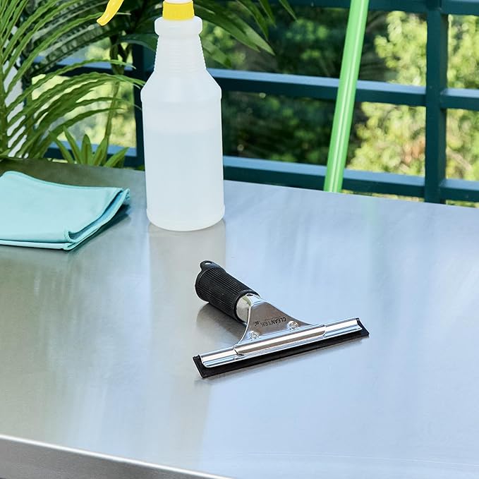 Restaurantware-Clean Tek Professional 5.91 Inch Window Squeegee, 1 Cleaning Squeegee with Rubber Blade - No-Slip Handle, Clean Mirror Or Car Windshield, Stainless Steel Wiper for Glass Door