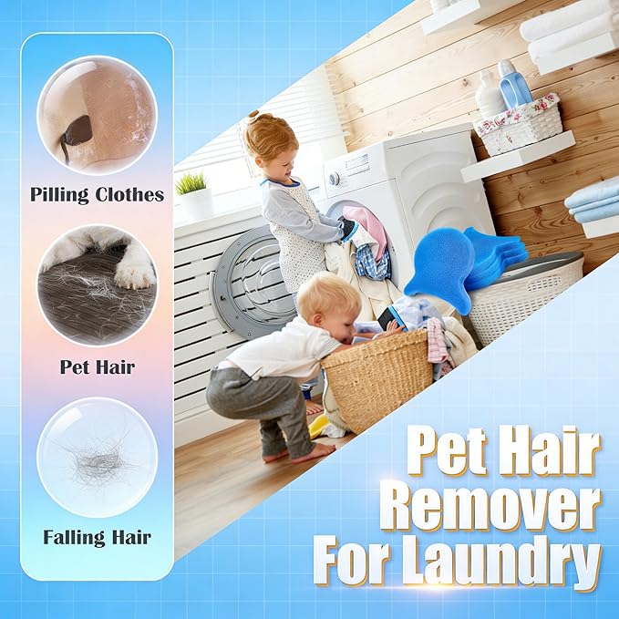 5PCS Reusable Laundry Pet Hair Remover, Blue Fish Tail - Dog & Cat Hair Catcher for Washing Machine & Dryer, Traps Fur, Lint, Dander from Clothes, Blankets, Pet Bedding
