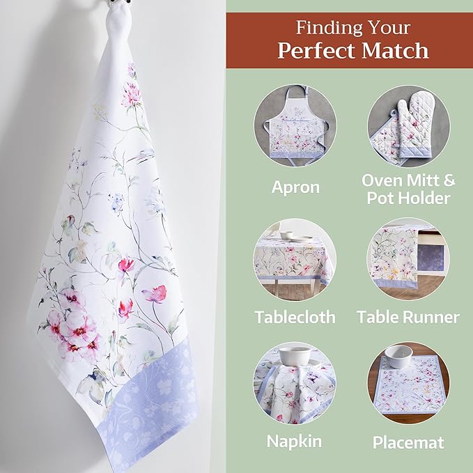 Maison d' Hermine Kitchen Towels Set of 3 100% Cotton 27.50" x 20" Reusable Cloth Tea Dish Towels Absorbent with Hanging Loop for Kitchen Farmhouse Hotel Spring Summer - Summer Floral