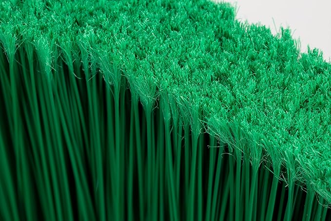 SPARTA 41082EC09 Plastic Color Coded Broom, Flagged Bristles, Long Broom With Angled Head For Large Debris, 56 Inches, Green, (Pack of 12)