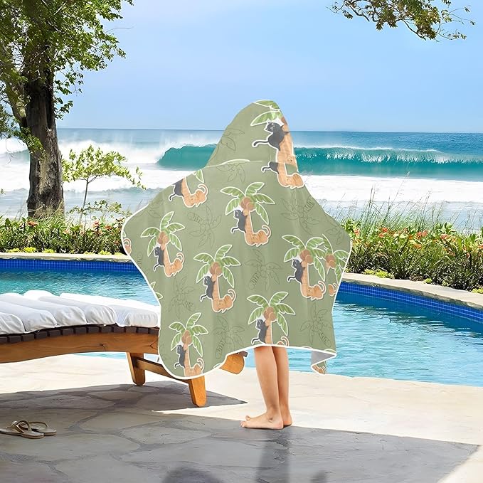 susiyo Kids Hooded Bath Towel Cats Plam Beach Towel for Kids 23.5 x 50 Inch Microfiber Soft Absorbent Quick Dry Bath Swim Pool Towel Wrap Poncho Bathrobe with Hood for Kids Toddler