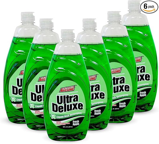 La's Totally Awesome Dish Soap Liquid – Fresh Apple Scent (30 fl oz, Pack of 6) – Grease-Fighting Dishwashing Liquid from Awesome Cleaner Brand