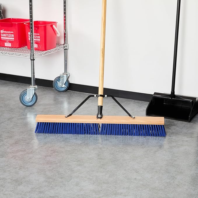 Restaurantware-BROOM HEAD ONLY: Clean Tek Professional 30-Inch Broom Head, 1 Heavy-Duty Push Cleaning Tool - Handle And Brace Sold Separately, Heavy Plastic Bristles, Wooden, Commercial Use