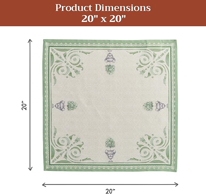 Maison d' Hermine Cloth Napkins Set of 4 100% Cotton Everyday Reusable Square Napkins Cloth Washable, Dinner, Party, Wedding, Restaurant, Spring/Summer (Jardin Du Roy, 20" x 20")