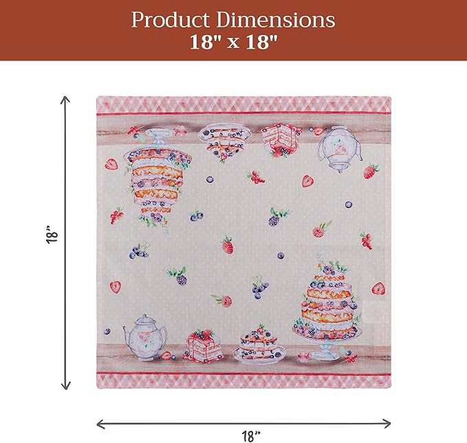 Maison d' Hermine 100% Cotton Cloth Napkins Set of 4 Everyday Reusable Square Napkins Cloth Washable Dinner Party Wedding Restaurant Hotel Kitchen Spring Summer (Icing on the Cake, 18" x 18")