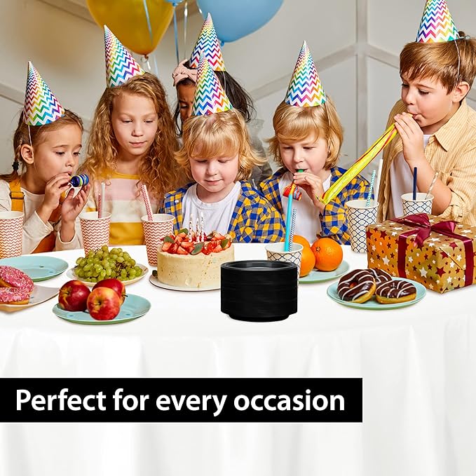 Hanna K. Signature Black Plastic Plates 7 Inch 600 Count – Heavy Duty Disposable Dessert Plates Bulk for Catering, Weddings & Events