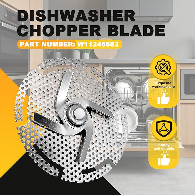 W11246682 Dishwasher Chopper Blade Replacement for Whirlpool Maytag KitchenAid Dishwashers, Fit for AP6334140 W10591562 4845465 PD00044813 Whole Parts Dishwasher Chopper Blade