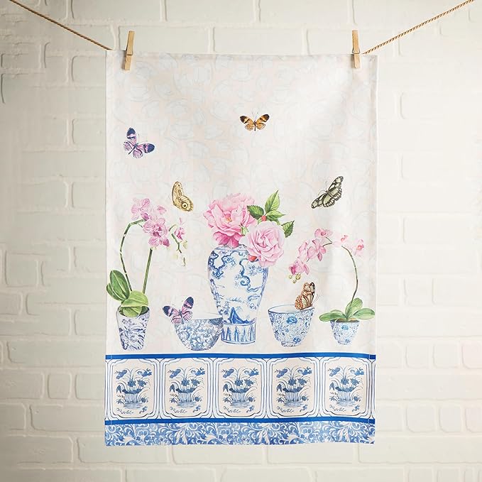 Maison d' Hermine Kitchen Towels Set of 3 100% Cotton 27.50" x 20" Reusable Cloth Tea Dish Towels Absorbent with Hanging Loop for Kitchen Farmhouse Hotel Spring Summer - Canton