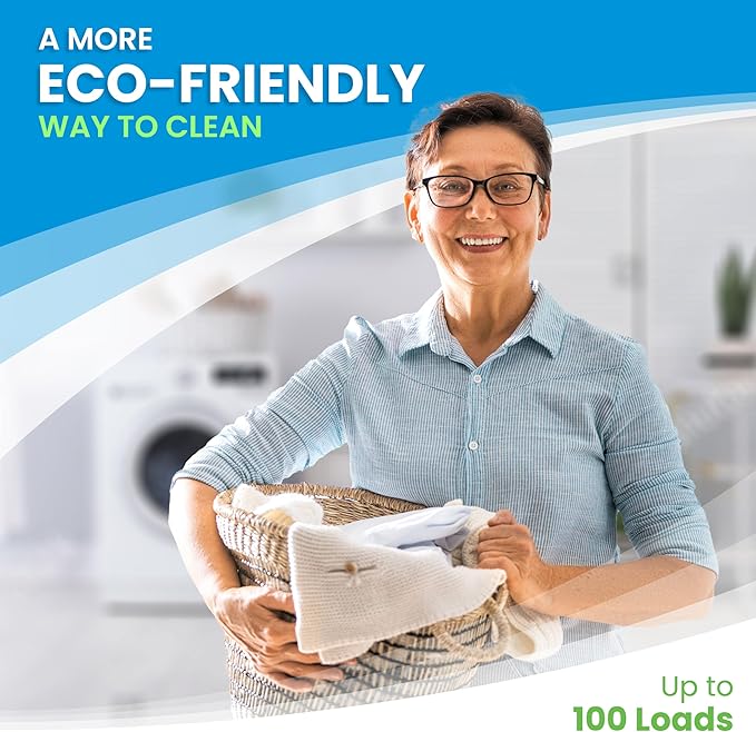 Laundry Detergent Sheets (100 Loads, 50 Sheet) Fragrance Free Unscented, Eco Earth Friendly Clean Breeze, Non Toxic People Safe, Washing Travel Supplies, Liquidless Pod Home Soap Washer
