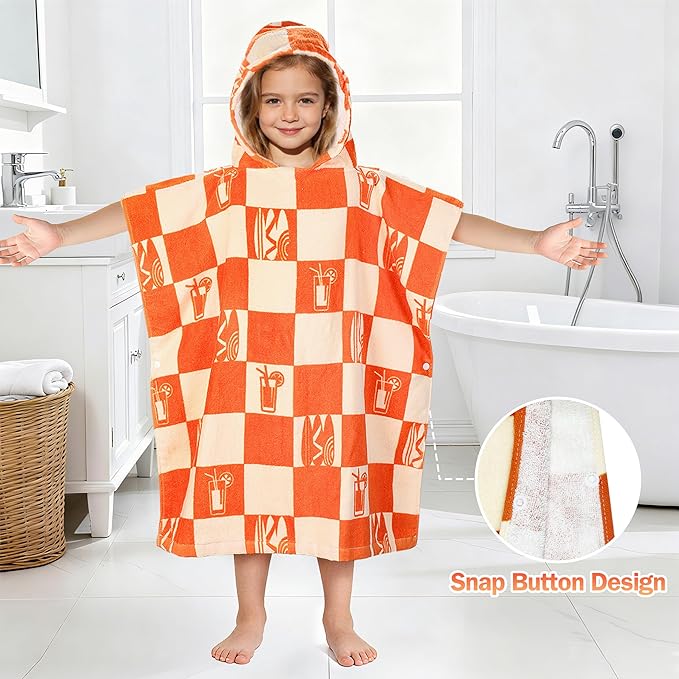 Tirrinia Kids Hooded Beach Towel, Toddler Hooded Bath Towel & Poncho Towel Super Absorbent, Wearable Swim Towel for Kids 3-6 Years Boys Girls at Bath Pool Beach, Birthday Gifts, ORJUICE