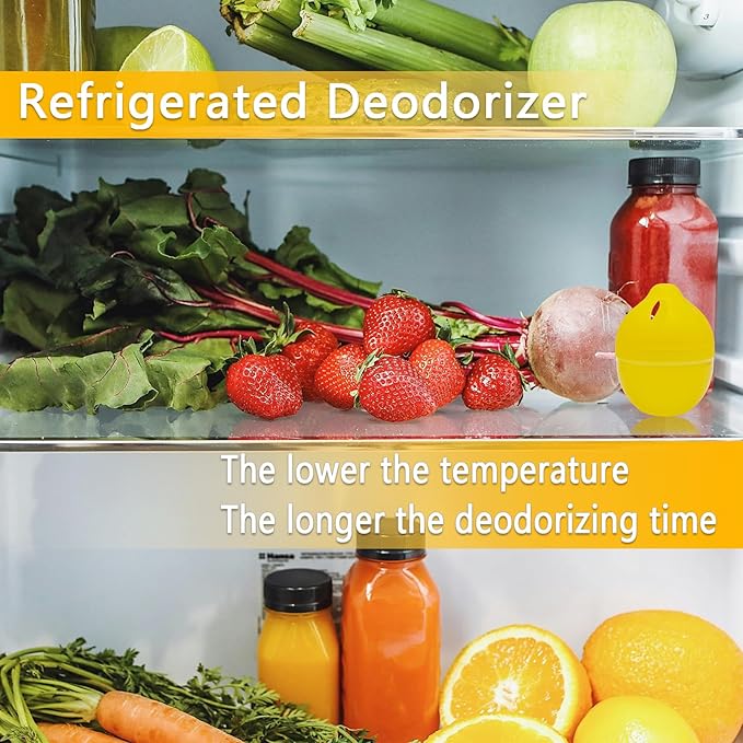 Refrigerator Deodorizer – More Effective Than Baking Soda, Effectively removes stubborn refrigerator odors, Natural Gel (4 Pcs/Lemon Flavor)