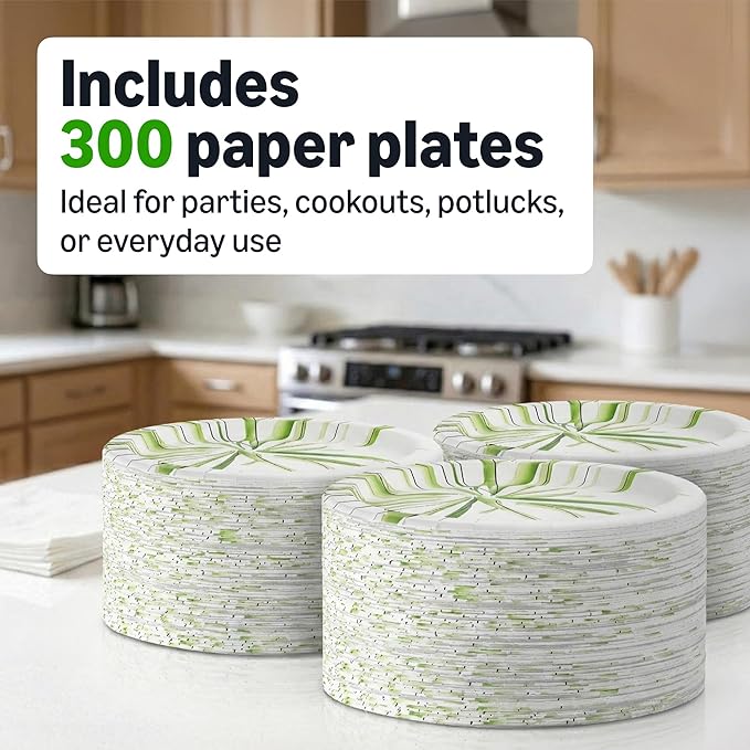 Amazon Basics Everyday Paper Plates, 8.62 Inch, Disposable, 600 Count, Packaging May Vary