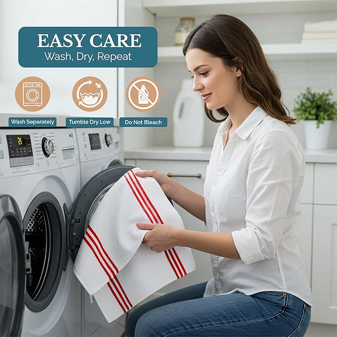 Casa Platino Kitchen Towel Set 8 Pc - 4 Dish Towels (16"x26") & 4 Dish Cloths for Washing Dishes (13"x13") - Cotton Rich, Absorbent, Quick Dry & Durable Kitchen Hand Towels for Wiping Dishes - Red.