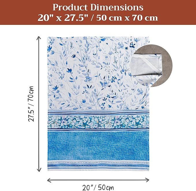 Maison d' Hermine Kitchen Towels Set of 3 100% Cotton 27.50" x 20" Reusable Cloth Tea Dish Towels Absorbent with Hanging Loop for Kitchen Farmhouse Hotel Spring Summer - Summer Blues