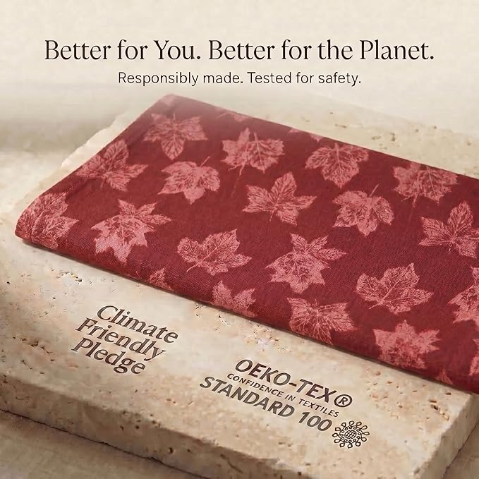 Urban Villa Kitchen Towels Harvest Leaf Print Towels Set of 6 20" X30” 100% Cotton Highly Absorbent Quick Drying Dish Cloths & Dish Towels Thanksgiving Fall Tea Towels with Hanging Loop Towels