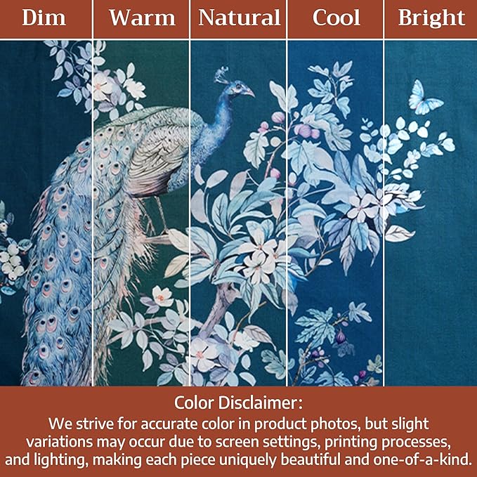 Maison d' Hermine Napkin 100% Combed Cotton Premium 20"x20" Decorative Washable Table Cloth Napkins Set of 4 for Dining, Holidays, Buffet & Wedding Use Campagne - Peacock Utopia - Deep Sea