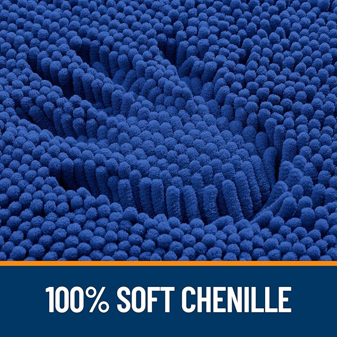 OLANLY Bathroom Rugs 32x20, Extra Soft Absorbent Chenille Bath Rugs, Rubber Backing Quick Dry, Machine Washable Bath Mats for Bathroom Floor, Tub and Shower, Home Decor Accessories, Royal Blue