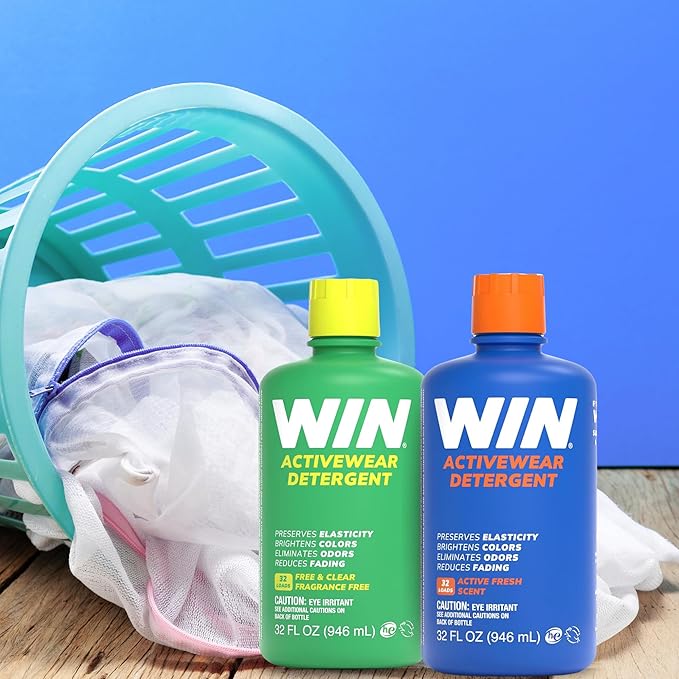 WIN Activewear Detergent - Active Fresh - 32oz Bottle - Sports Detergent for Sweaty Workout Clothes and Team Uniforms