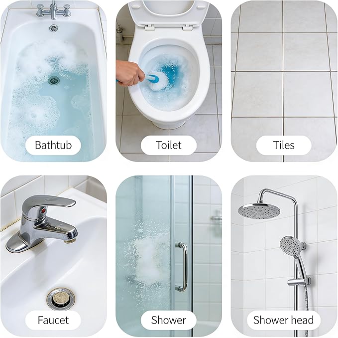 Bathroom Cleaner Foam Spray (400ml) - Spray, Wait & Scrub for Hard Water Stains, Mold, Rust & Soap Scum | Free Cleaning Brush Included (1 PACK)