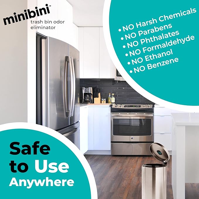 Flint Minibini Trash Can Deodorizer and Odor Eliminator, Garbage Can Air Freshener and Odor Control Up to 30 Days, Refill Pack