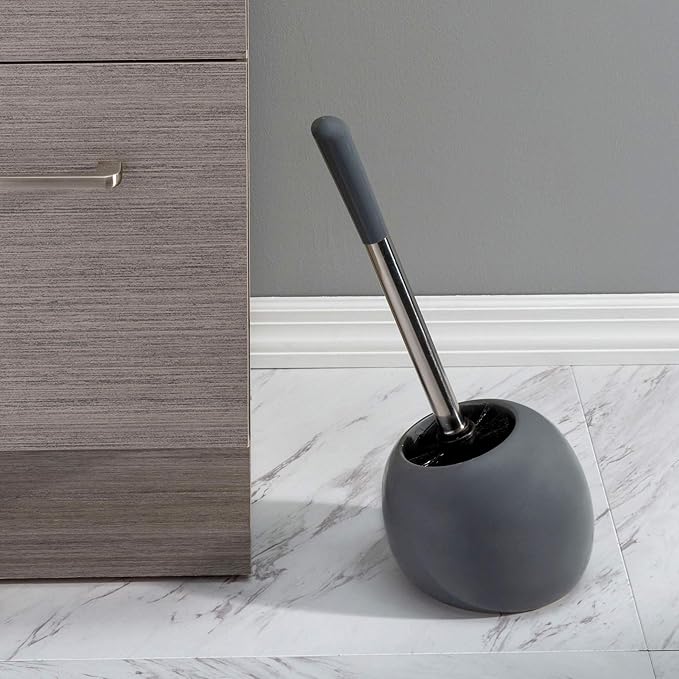 Bath Bliss Ceramic Dome Toilet Brush & Holder in Grey