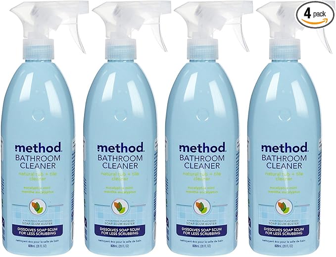 Method Tub-N-Tile Bathroom Spray Cleaner, Eucalyptus Mint, 28oz, 4pk