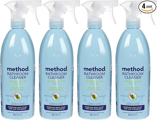 Method Tub-N-Tile Bathroom Spray Cleaner, Eucalyptus Mint, 28oz, 4pk