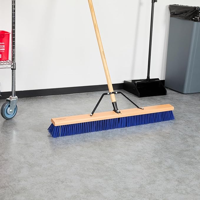 Restaurantware-BROOM HEAD ONLY: Clean Tek Professional 36-Inch Broom Head, 1 Heavy-Duty Push Cleaning Tool - Handle And Brace Sold Separately, Heavy Plastic Bristles, Wooden, Commercial Use