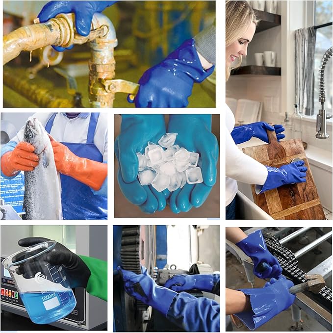 kitchen-star Ultimate Rubber Household PVC Gloves with Comfortable Cotton Lining, Anti-Slip surface, Kitchen Dishwashing, Extra Thickness, Kitchen Cleaning, Working, Painting, Pet Care (Large, Green)