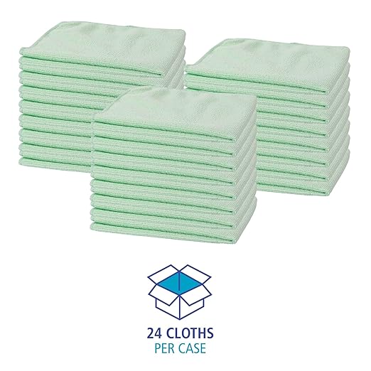 Boardwalk Microfiber Cleaning Cloths, 16 x 16, Green, 24/Pack