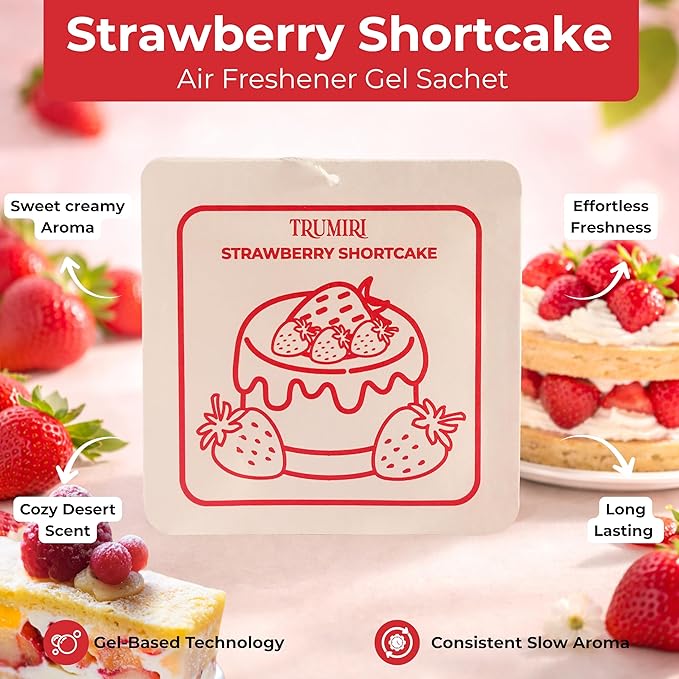Strawberry Shortcake - Room Deodorizer Gel Odor Eliminator For Home - Pack Of 3 Bathroom Air Freshener Odor Absorber Closet Deodorizer - Non Plug In Strong Scent For Kitchen Trash Basement Shoe Rack